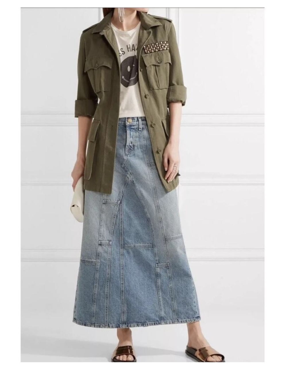 Current/Elliott Light Blue Denim Maxi Skirt